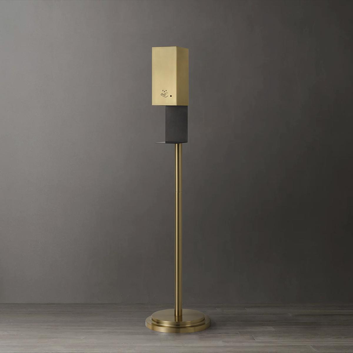 Nova of California 7020545BB Luxe Brushed Brass Floor Standing Touchless Hand Sanitizer Dispenser